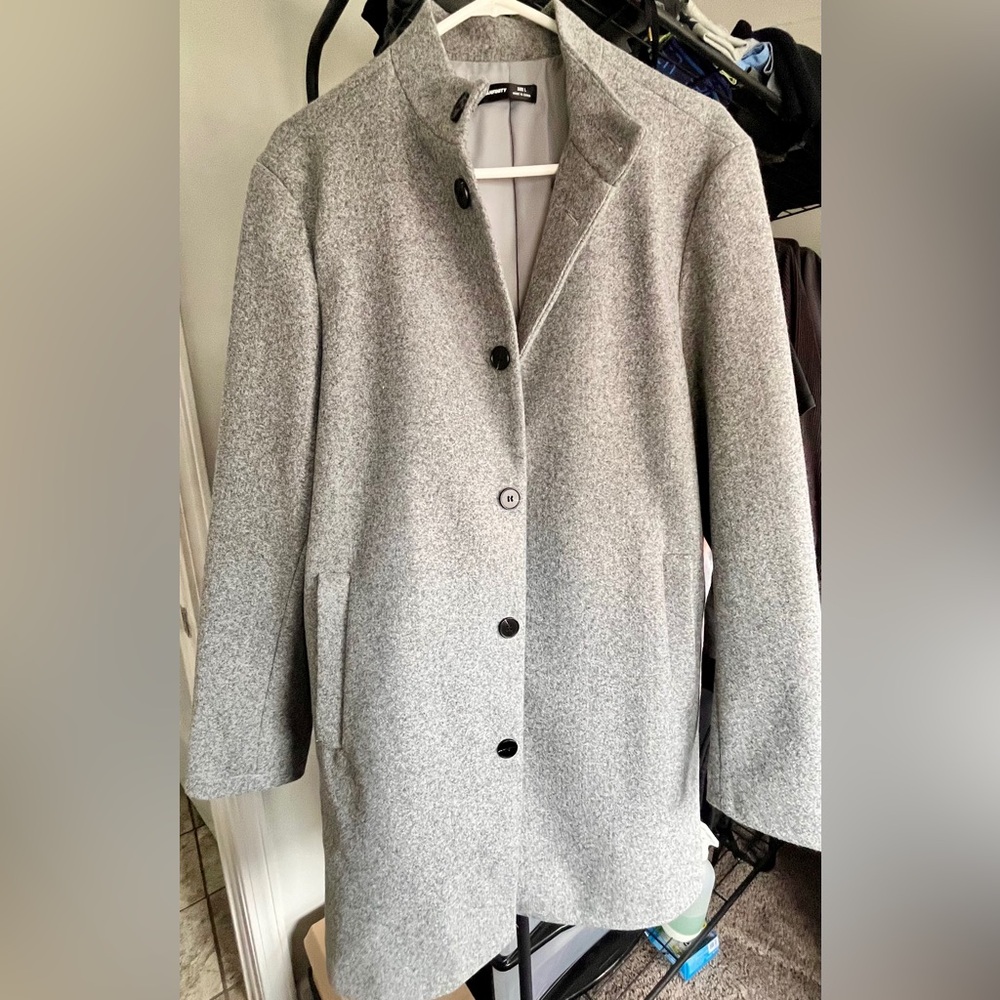 Men’s Manfinity Classic Gray Wool-Blend Single-Breasted Coat